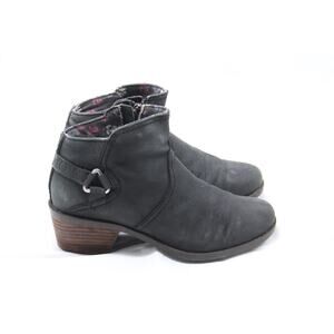 Teva Foxy Boots Women Sz 8 Black Leather Nubuck Ankle Side Zip Mid Heel 1008317